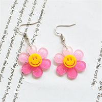 Wholesale Jewelry 1 Pair Cute Smiley Face Flower Arylic Drop Earrings sku image 1