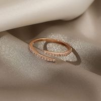 Elegant Simple Style Geometric Alloy Inlay Artificial Gemstones Rose Gold Plated Women's Open Ring main image 1