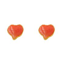 1 Pair Retro Square Heart Shape Flower Inlay Copper Artificial Pearls Resin Earrings main image 6
