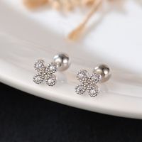 1 Pair Ig Style Korean Style Flower Plating Sterling Silver Ear Studs main image 3