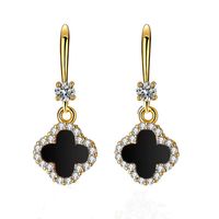 1 Pair Casual Simple Style Four Leaf Clover Plating Inlay Copper Artificial Gemstones Zircon Drop Earrings main image 6