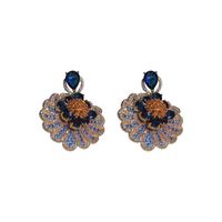 1 Pair Simple Style Shiny Water Droplets Flower Inlay Copper Zircon Drop Earrings main image 6
