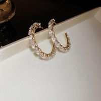 1 Pair Simple Style Shiny Water Droplets Flower Inlay Copper Zircon Drop Earrings sku image 2