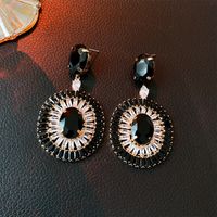 1 Pair Simple Style Shiny Water Droplets Flower Inlay Copper Zircon Drop Earrings sku image 12