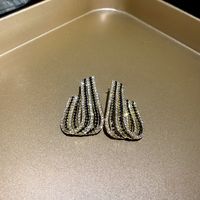 1 Pair Simple Style Shiny Water Droplets Flower Inlay Copper Zircon Drop Earrings sku image 7