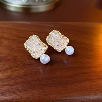 1 Pair Sweet Heart Shape Flower Plating Inlay Copper Artificial Crystal Drop Earrings Ear Studs main image 5