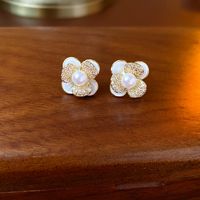 1 Pair Sweet Heart Shape Flower Plating Inlay Copper Artificial Crystal Drop Earrings Ear Studs sku image 22