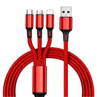 Nylon Woven Three-in-one Data Cable Multi-head 2a Fast Charging Three-in-one Mobile Phone Charging Cable Logo Small Gift Wholesale main image 6