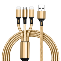 Nylon Woven Three-in-one Data Cable Multi-head 2a Fast Charging Three-in-one Mobile Phone Charging Cable Logo Small Gift Wholesale sku image 4