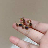 1 Pair Sweet Heart Shape Flower Plating Inlay Copper Artificial Crystal Drop Earrings Ear Studs sku image 5