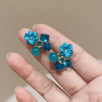 1 Pair Sweet Heart Shape Flower Plating Inlay Copper Artificial Crystal Drop Earrings Ear Studs sku image 6
