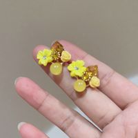 1 Pair Sweet Heart Shape Flower Plating Inlay Copper Artificial Crystal Drop Earrings Ear Studs sku image 7