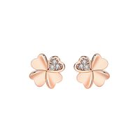 Simple Style Leaf Sterling Silver Plating Zircon Ear Studs 1 Pair main image 6