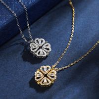 Fashion Four Leaf Clover Sterling Silver Inlaid Zircon Necklace 1 Piece main image 1