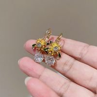 1 Pair Sweet Heart Shape Flower Plating Inlay Copper Artificial Crystal Drop Earrings Ear Studs sku image 19
