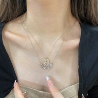 Fashion Four Leaf Clover Sterling Silver Inlaid Zircon Necklace 1 Piece main image 5