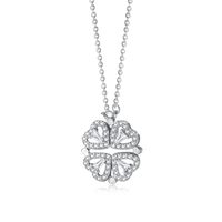 Fashion Four Leaf Clover Sterling Silver Inlaid Zircon Necklace 1 Piece main image 6