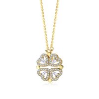 Fashion Four Leaf Clover Sterling Silver Inlaid Zircon Necklace 1 Piece sku image 2