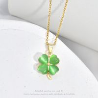 Fashion Four Leaf Clover Heart Shape Titanium Steel Plating Inlay Rhinestones Opal Rings Earrings Necklace main image 3