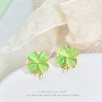 Fashion Four Leaf Clover Heart Shape Titanium Steel Plating Inlay Rhinestones Opal Rings Earrings Necklace main image 5