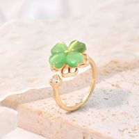 Fashion Four Leaf Clover Heart Shape Titanium Steel Plating Inlay Rhinestones Opal Rings Earrings Necklace sku image 1