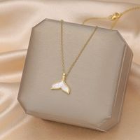 Formal Sweet Heart Shape Bow Knot Fish Bone Titanium Steel Plating Hollow Out Inlay Opal Shell Zircon Pendant Necklace sku image 1