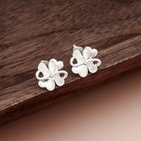 Simple Style Four Leaf Clover Heart Shape Flower Copper Ear Studs 1 Pair main image 4
