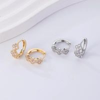 1 Pair Elegant Flower Inlay Copper Artificial Diamond Hoop Earrings main image 3