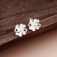 Simple Style Four Leaf Clover Heart Shape Flower Copper Ear Studs 1 Pair sku image 1