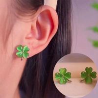1 Pair Sweet Leaf Flower Alloy Inlay Opal Women's Ear Studs main image 1