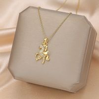 Formal Sweet Heart Shape Bow Knot Fish Bone Titanium Steel Plating Hollow Out Inlay Opal Shell Zircon Pendant Necklace sku image 24