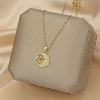 Formal Sweet Heart Shape Bow Knot Fish Bone Titanium Steel Plating Hollow Out Inlay Opal Shell Zircon Pendant Necklace sku image 27