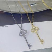 Fashion Key Titanium Steel Inlay Zircon Sweater Chain 1 Piece main image 1