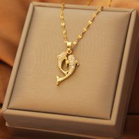 Streetwear Heart Shape Titanium Steel Plating Inlay Artificial Diamond Pendant Necklace sku image 25