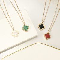 Simple Style Four Leaf Clover Flower Stainless Steel Plating Inlay Agate 18k Gold Plated Bracelets Earrings Necklace main image 1