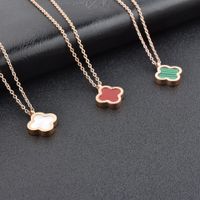 Simple Style Four Leaf Clover Flower Stainless Steel Plating Inlay Agate 18k Gold Plated Bracelets Earrings Necklace main image 4