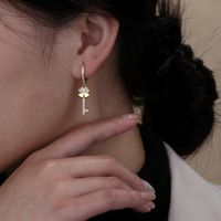 Fashion Four Leaf Clover Key Copper Plating Zircon Drop Earrings 1 Pair main image 5