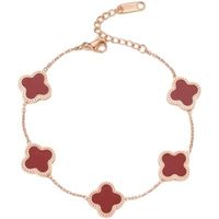 Simple Style Four Leaf Clover Flower Stainless Steel Plating Inlay Agate 18k Gold Plated Bracelets Earrings Necklace sku image 8