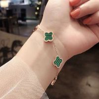 Simple Style Four Leaf Clover Flower Stainless Steel Plating Inlay Agate 18k Gold Plated Bracelets Earrings Necklace sku image 9