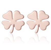 1 Pair Fashion Four Leaf Clover Titanium Steel Plating Ear Studs main image 6