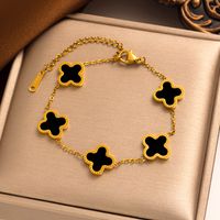 Ig Style Four Leaf Clover Titanium Steel Plating Inlay Shell Bracelets sku image 6