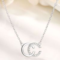 Elegant Lady Letter Sterling Silver Inlay Zircon Pendant Necklace main image 1