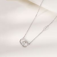 Elegant Lady Letter Sterling Silver Inlay Zircon Pendant Necklace main image 4
