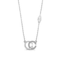 Elegant Lady Letter Sterling Silver Inlay Zircon Pendant Necklace sku image 1