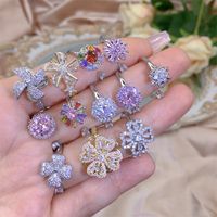 Rotating Moving Ring Flower Zircon Super Flash Ring Opening Color Retention Niche Design Fashion Hand Accessories Female Fashion main image 1
