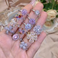 Rotating Moving Ring Flower Zircon Super Flash Ring Opening Color Retention Niche Design Fashion Hand Accessories Female Fashion main image 3