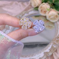 Rotating Moving Ring Flower Zircon Super Flash Ring Opening Color Retention Niche Design Fashion Hand Accessories Female Fashion main image 5