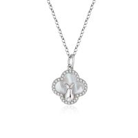 Fashion Sweet Rabbit Four Leaf Clover Sterling Silver Inlay Shell Necklace main image 6