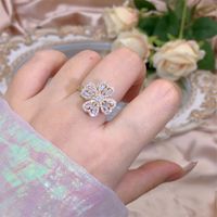 Rotating Moving Ring Flower Zircon Super Flash Ring Opening Color Retention Niche Design Fashion Hand Accessories Female Fashion sku image 22