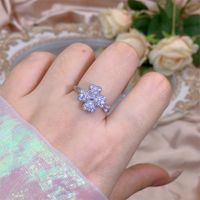 Rotating Moving Ring Flower Zircon Super Flash Ring Opening Color Retention Niche Design Fashion Hand Accessories Female Fashion sku image 1